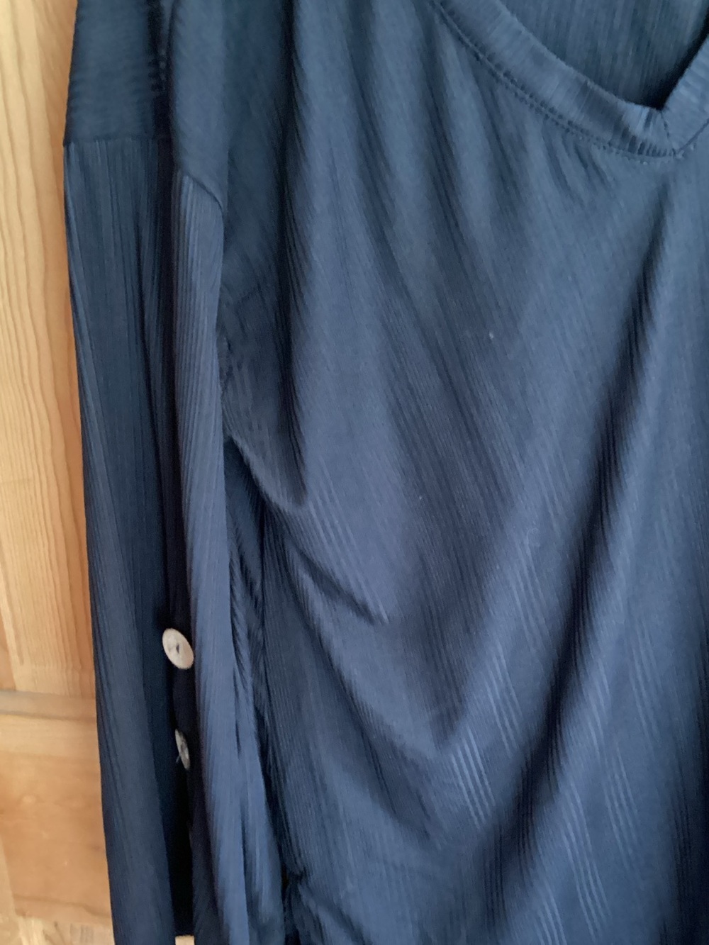 Three Bird Nest Black Ribbed V-Neck Tunic Top - Picture 3 of 9